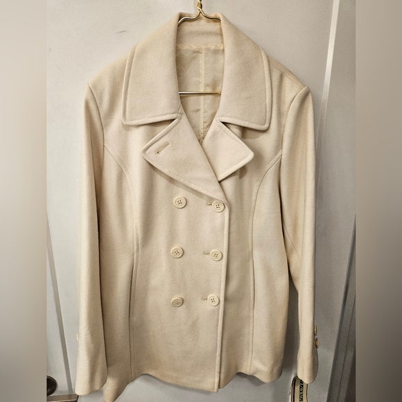 NWT - Fitz-Wright Wool Blend Winter White Reversible Coat - Size 16 - Picture 1 of 12